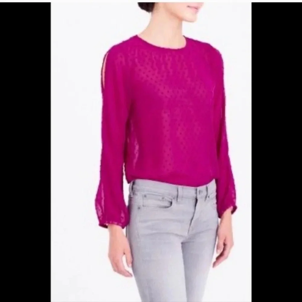 J. Crew Cold Shoulder Clip Dot Blouse Size Small